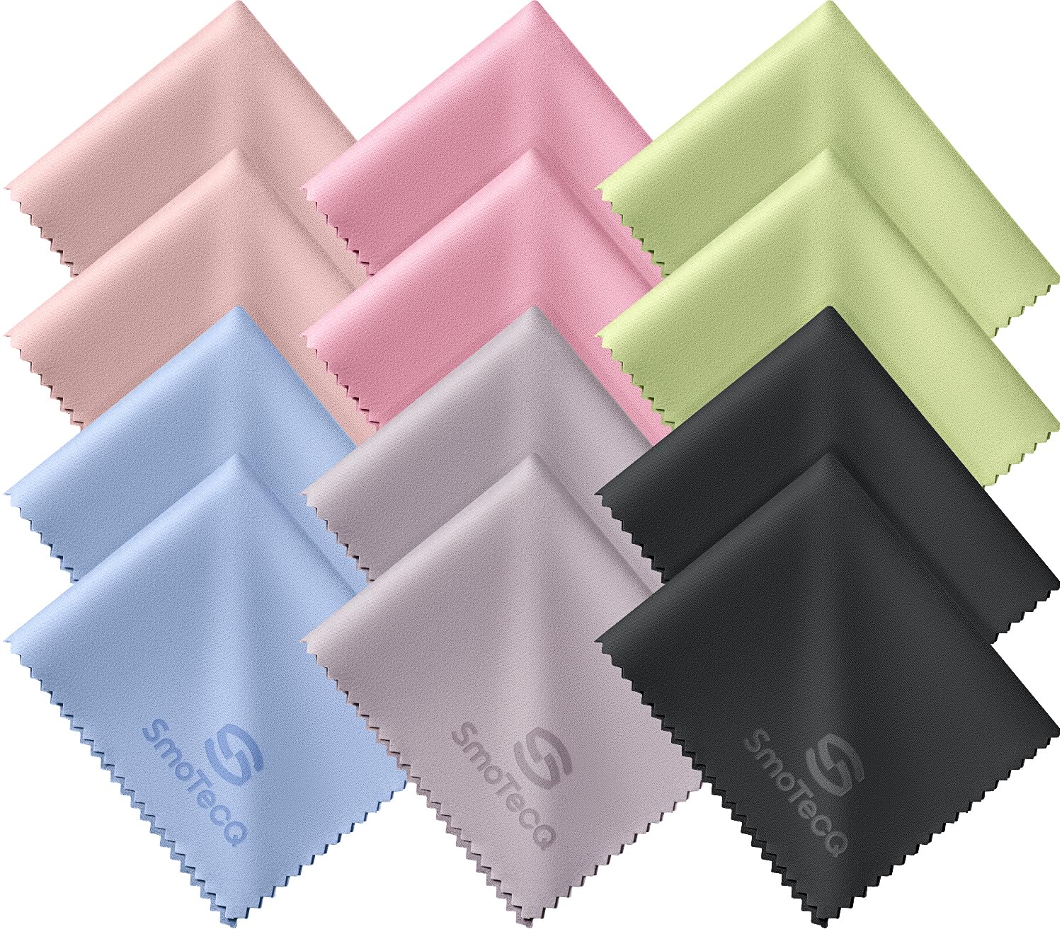 SmoTecQ 12 Pack Microfibre Glasses Cleaning Cloths (15x18cm)