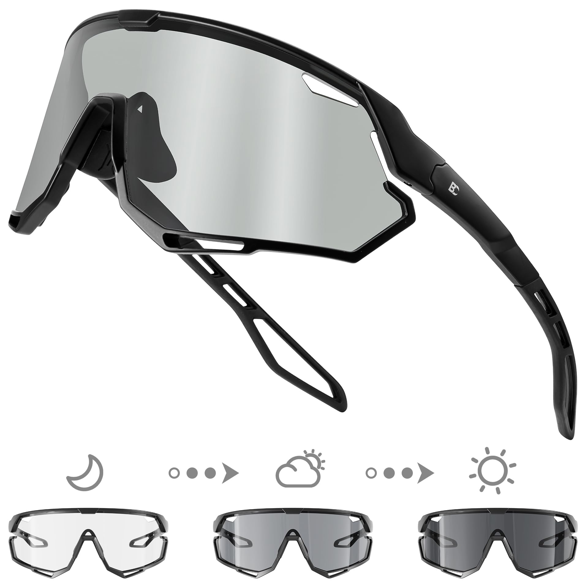 Bircenpro Photochromic Sports Cycling Glasses: Lightweight UV400 Protection Sunglasses