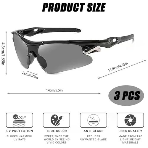 EXQUIMA 3 Pcs Cycling Glasses: image 3