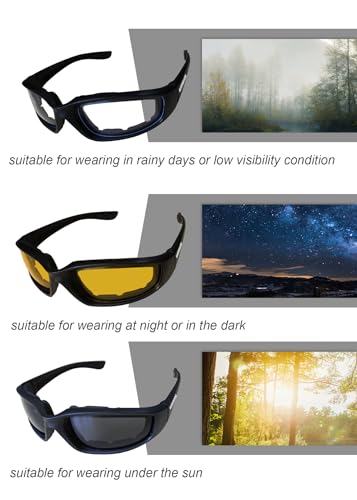GUODSKHOO 3Pcs Driving Motorcycle Riding Glasses Anti-Dust Windproof UV: image 3