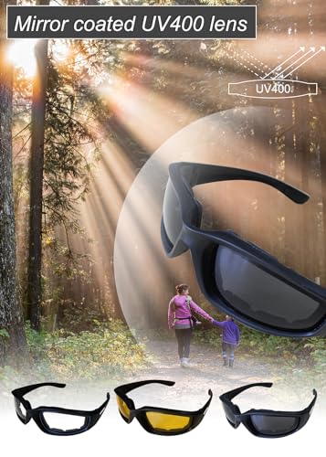 GUODSKHOO 3Pcs Driving Motorcycle Riding Glasses Anti-Dust Windproof UV: image 4