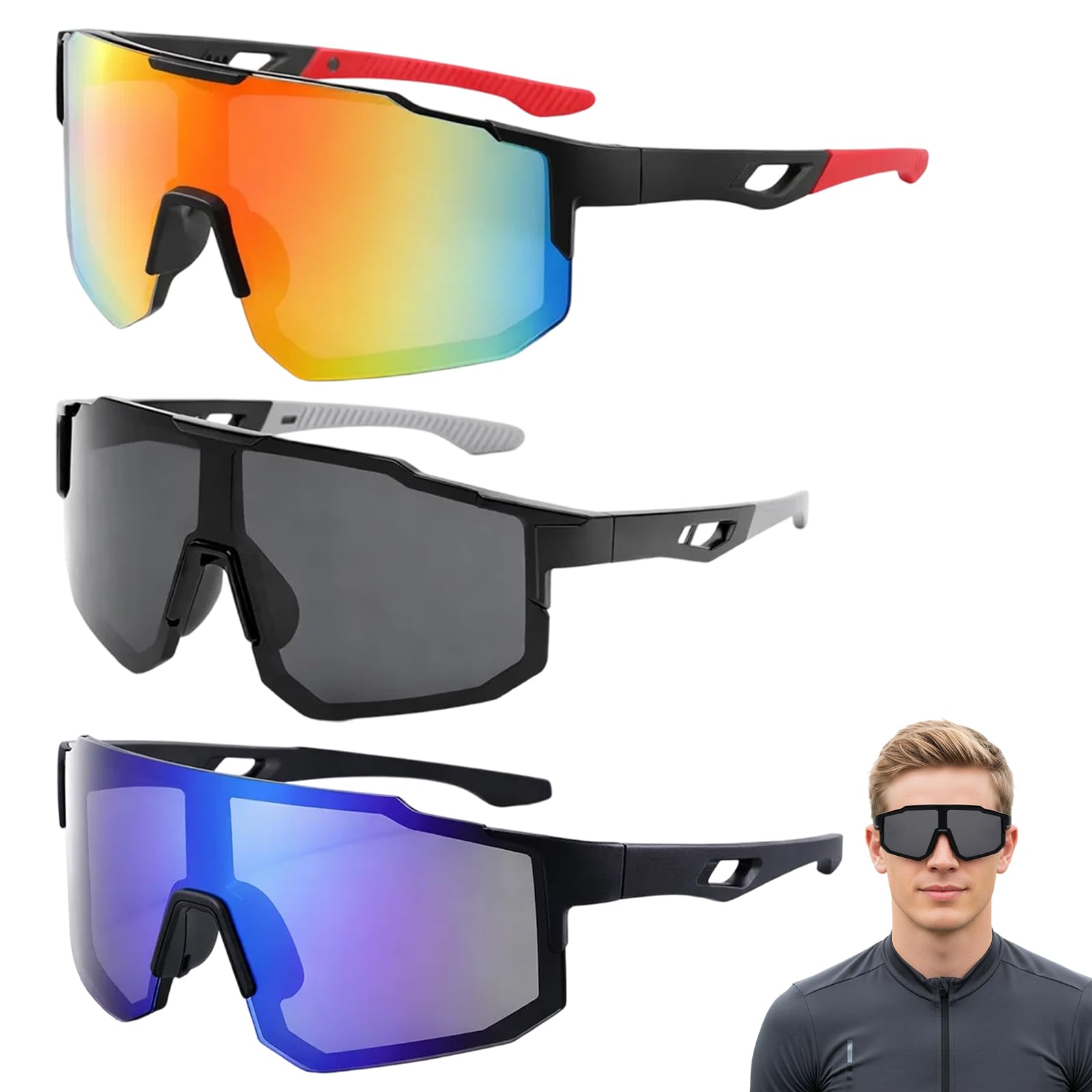GYTFOG 3 Pcs Cycling Glasses